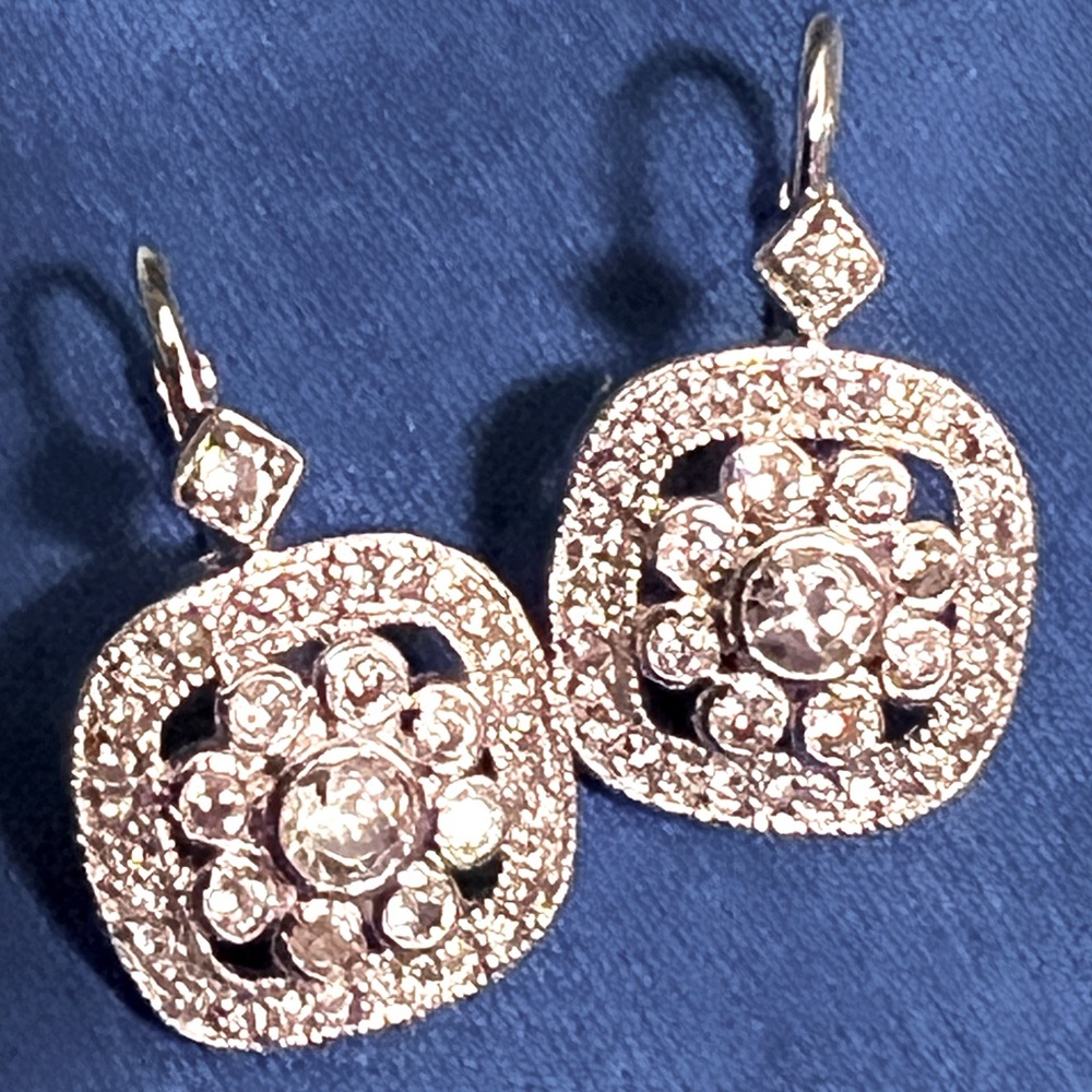 White Topaz lever back earrings and Ring